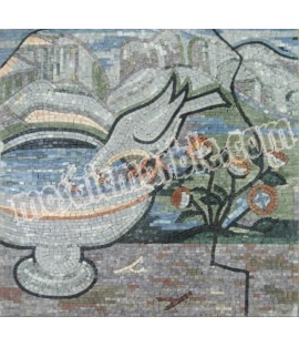AN637 Bird drinking from water fountain Mosaic