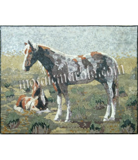 AN657 Horse green landscape Mosaic