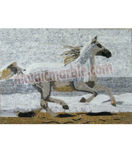 AN693 Beautiful galloping white horse Mosaic