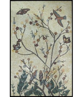Birds Flowers & Butterflies Mosaic Wall Mural