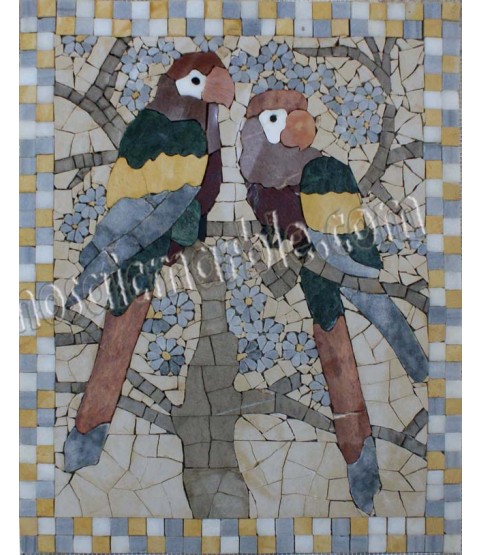 AN858 Colorful parrots and flowers stone Mosaic