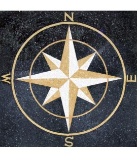 Black and Yellow Compass Pointing Star Mosaic