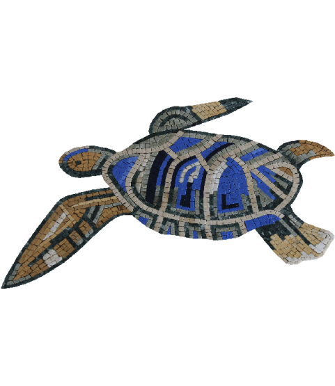 Blue Sea Turtle Pool Mosaic