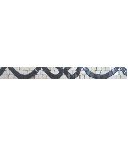 BD123 Black and white curvy shapes border Mosaic