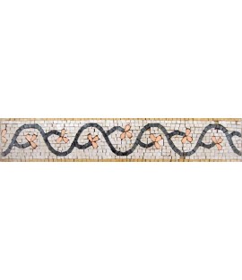 Salmon Pink Flower Design Border Mosaic