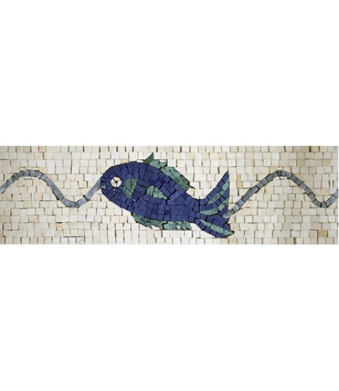 BD19 Blue fish on white background border Mosaic