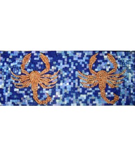 Orange Crabs on Blue-dotted bkgrnd Border Mosaic