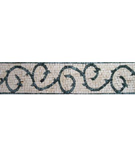 Green Spiral Stems on White bkgrnd Border Mosaic