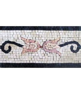 Pink & Black Flowers on White Border Mosaic