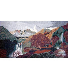 CR100 Beautiful waterfalls and mountains scene Mosaic
