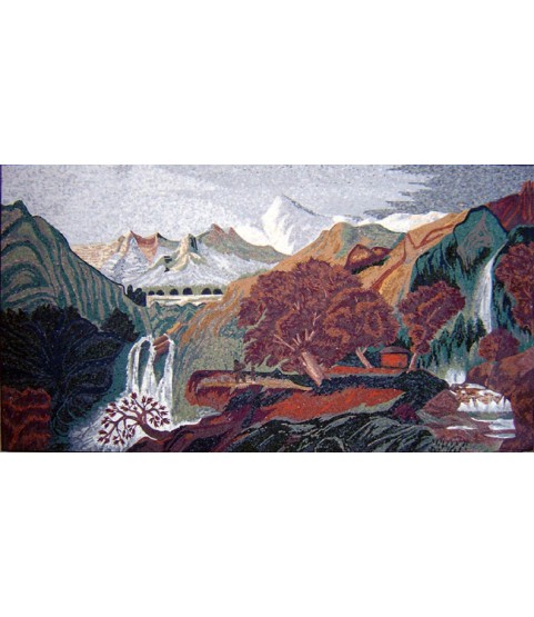 CR100 Beautiful waterfalls and mountains scene Mosaic