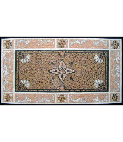 CR134 Amber & Salmon Pink Floral Carpet Mosaic
