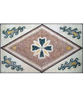 CR137 Central Flower Cornered Waves Carpet  Mosaic