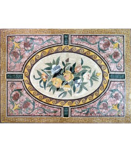 CR186 Floral Design with Greek Keys Border Mosaic