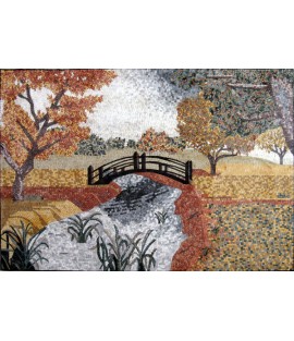 CR225 Autumn scene of river bridge Mosaic