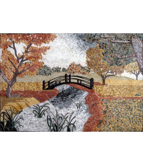 CR225 Autumn scene of river bridge Mosaic