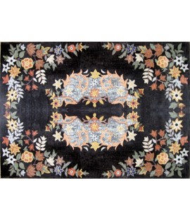 CR256 Colorful Symmetry Floral on Black Floor  Mosaic