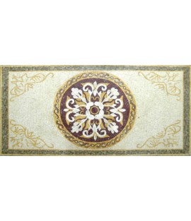 CR258 Cream yellow white & burgundy floral design Mosaic