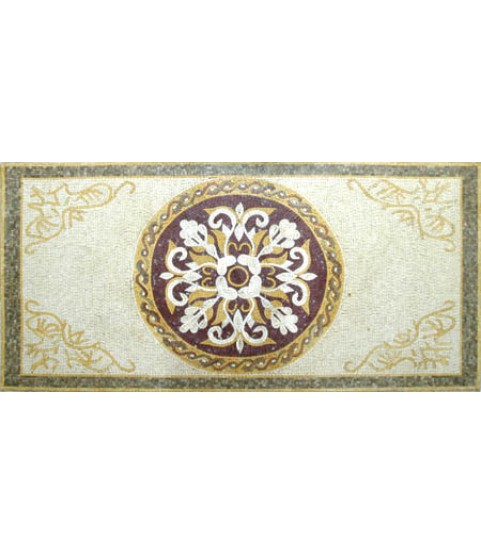 CR258 Cream yellow white & burgundy floral design Mosaic