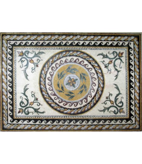 CR37 Central roman leaves design with braided border Mosaic
