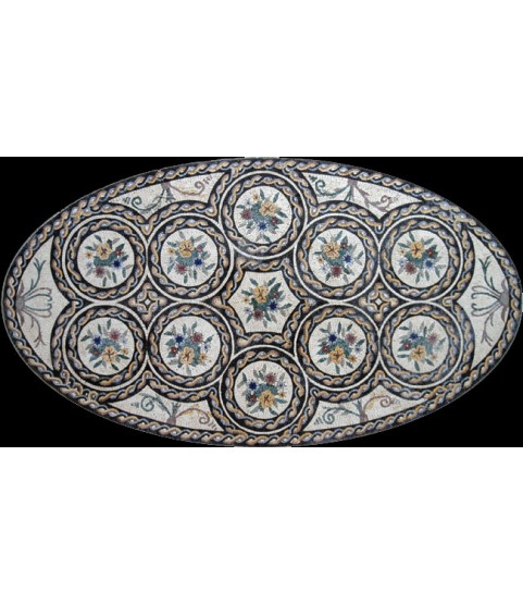 CR58 Oval circular floral design Mosaic