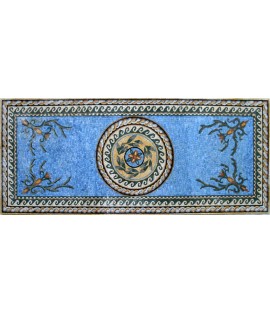 CR87 Central Cream Yellow Medallion on Blue Mosaic