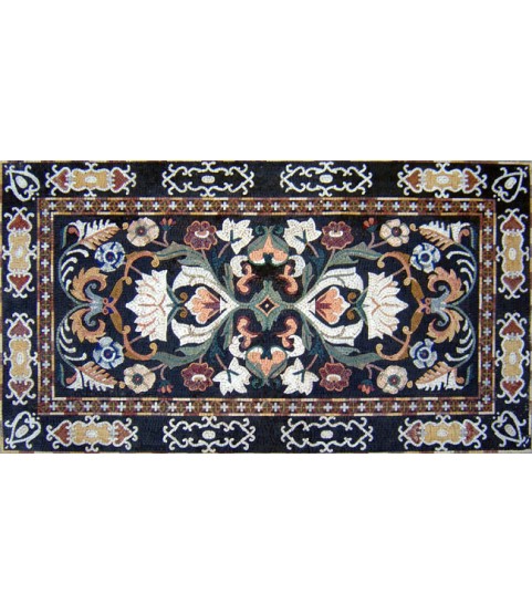 CR97 Royal floral design carpet on black backgrounf Mosaic