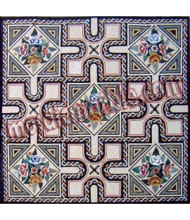 CR483 Floral and wave borders carpet Mosaic