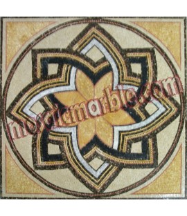 CR487 Gold & black geometric flower carpet Mosaic