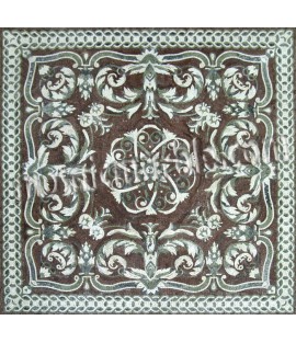 CR541 Artistic dark brown & white floral design Mosaic