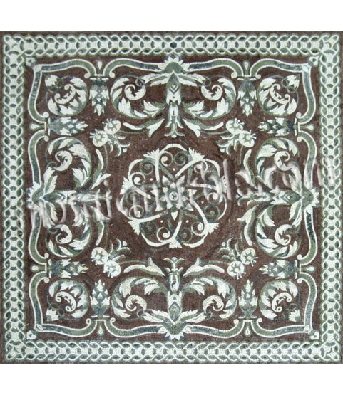 CR541 Artistic dark brown & white floral design Mosaic