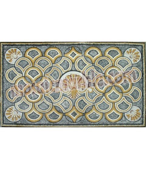 CR572 Elegant grey & gold sea shell carpet Mosaic