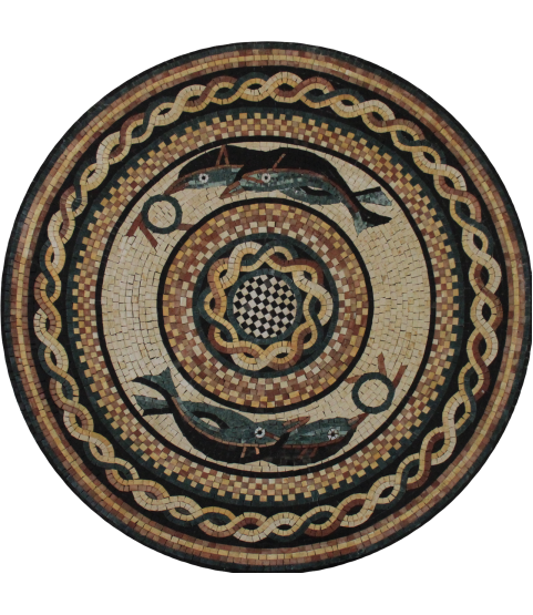 Dolphin Floor Mural circular Motif Mosaic