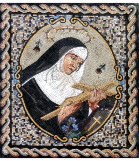 St. Rita of Cascia Holding Crucifix Mosaic