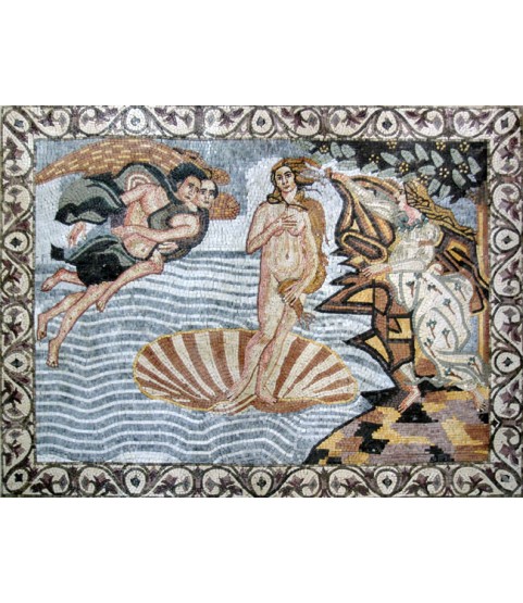 The Birth of Venus with Floral Frame Mosaic