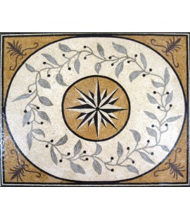 Mosaic Compass With Floral Details