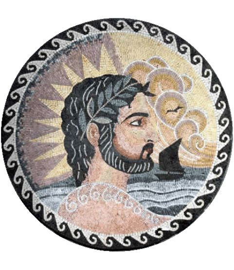 Greco Roman Emperor Round Mosaic Portrait