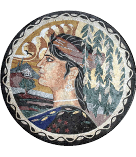 Greco Roman Empress Round Mosaic Portrait