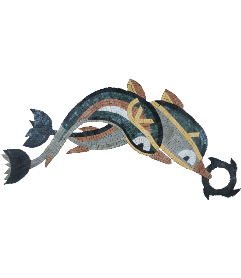 No Background Mosaic Dolphins