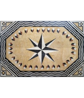 Black & Cream Compass Mosaic Rug