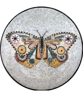 Marble Medallion Colorful Butterfly Mosaic