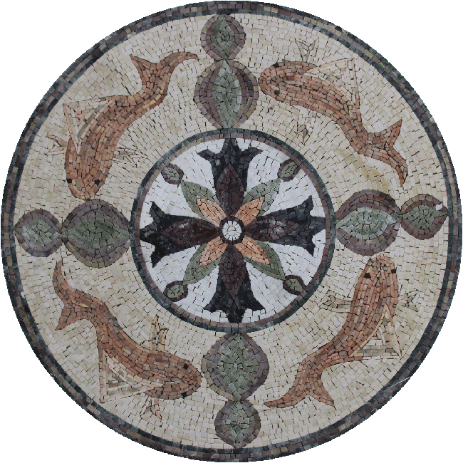 AN371 Beautiful salmon pink fish medallion Mosaic