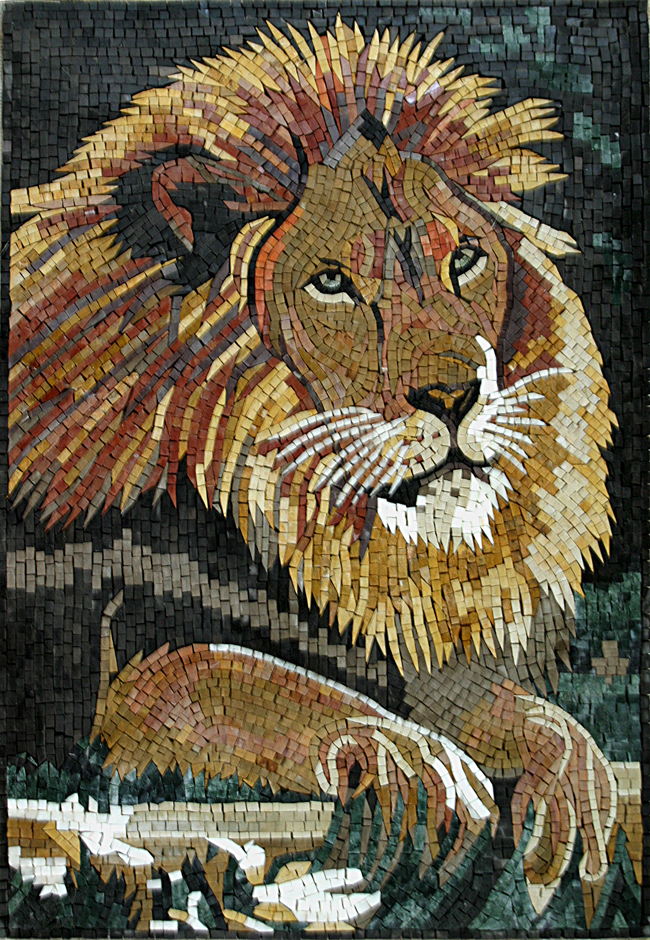 AN616 Lion head Mosaic | Mosaic Marble