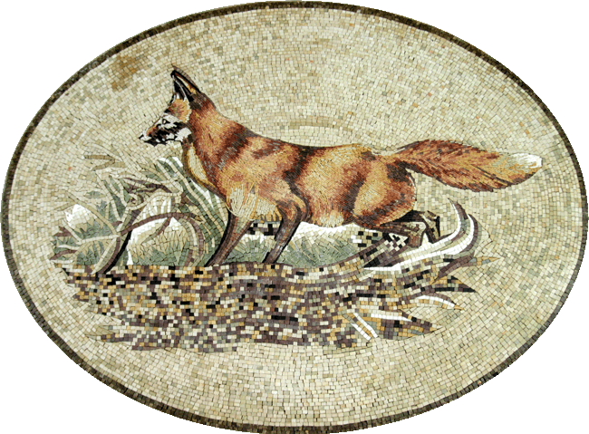AN703 Oval fox landscape Mosaic