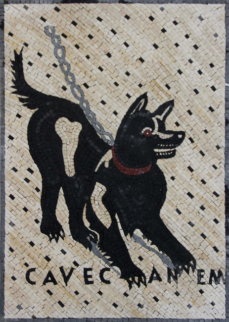 AN1127 Small chained black & white dog Mosaic