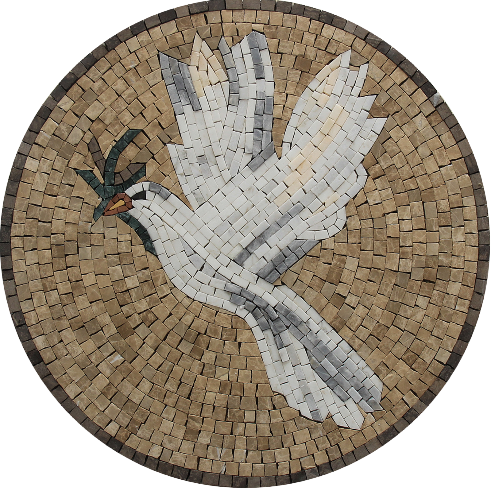 Whit Dove Round Marble Mosaic
