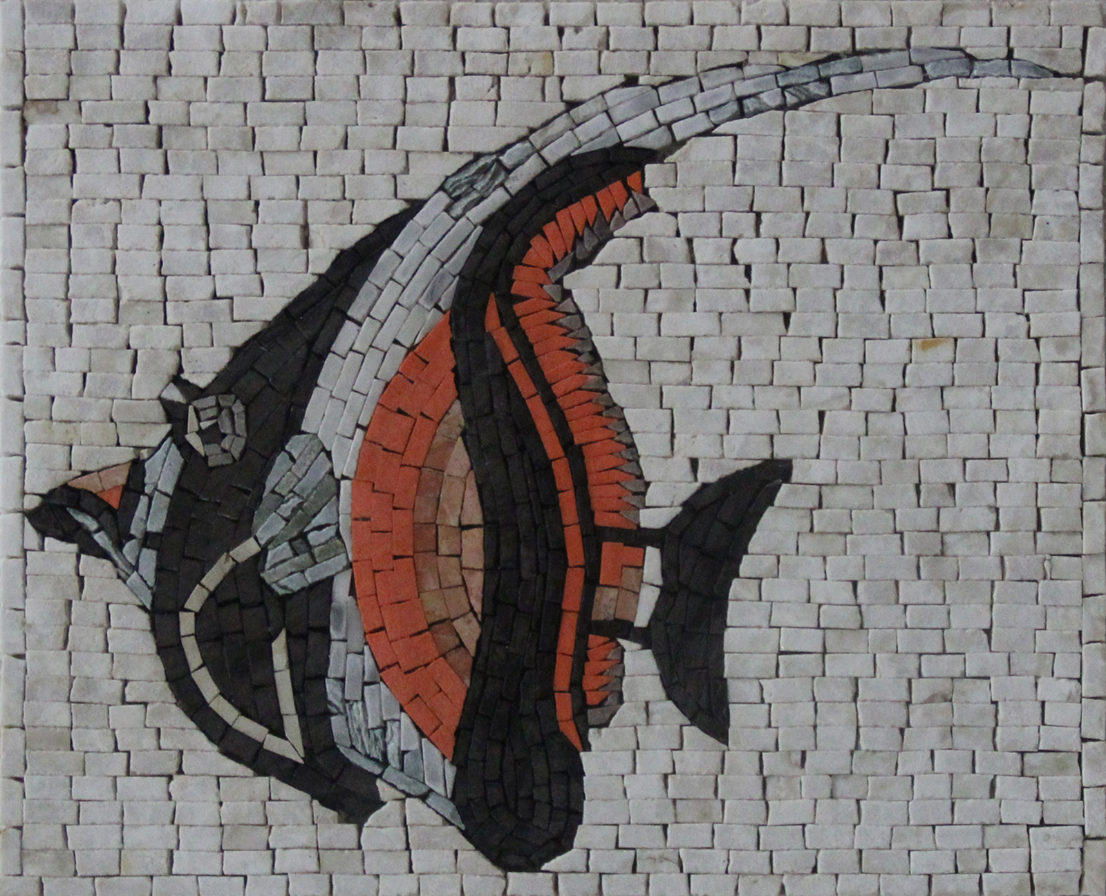 Angel Fish with Orange Details Mosaic Art | Mosaic Marble