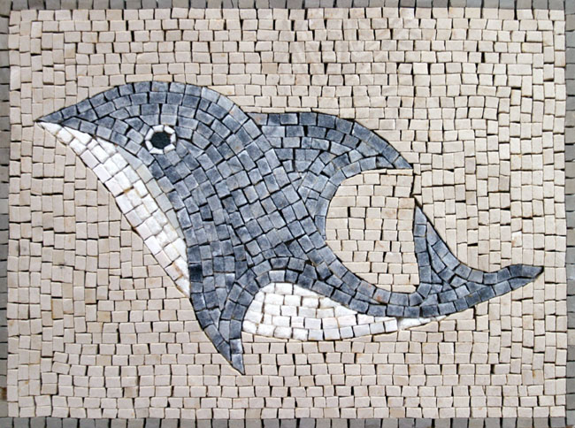 AN153 Simple dolphin Mosaic | Mosaic Marble