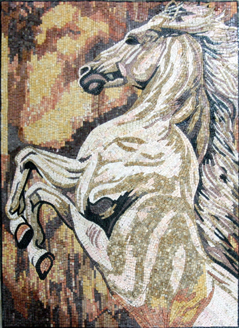 AN316 Majestic white jumping horse Mosaic