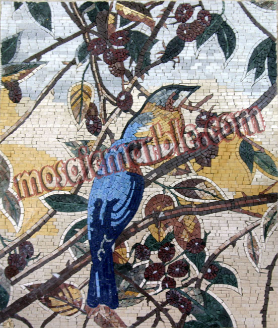 Birds Yellow & Blue Mosaic Wall Accent